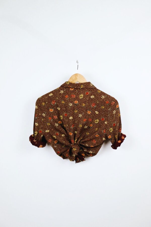 Vintage brown flower pattern blouse