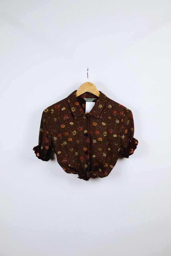 Vintage brown flower pattern blouse