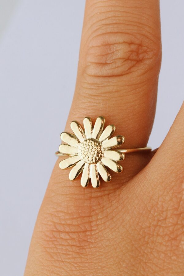 Small sunflower ring | stainless steel