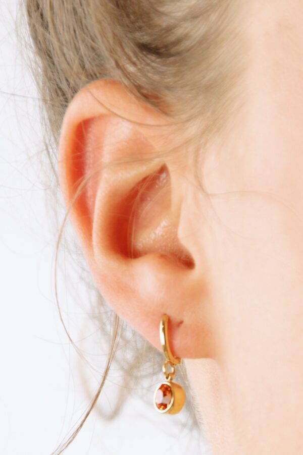Orange stone hoop | stainless steel