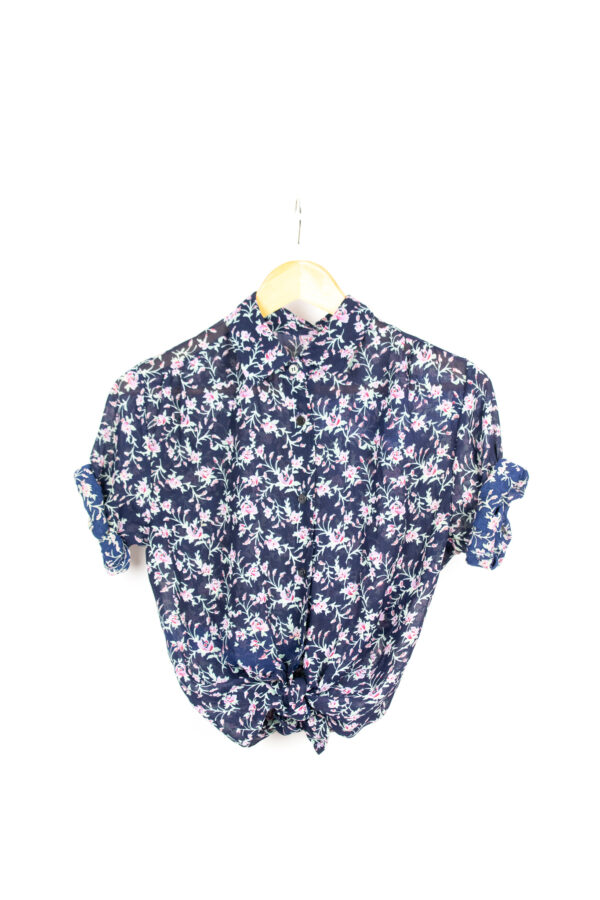 Vintage blue see trough flower blouse