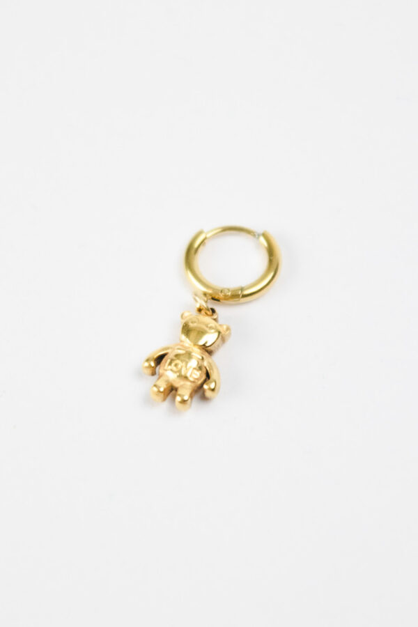 Bear charm hoop | stainless steel