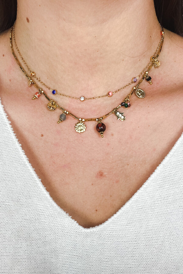 Multi crystal dots necklace | stainless steel