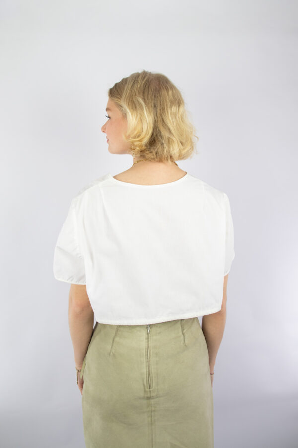 Vintage cropped broderie blouse