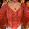 Vintage orange boho blouse