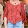 Vintage orange boho blouse - Image 3