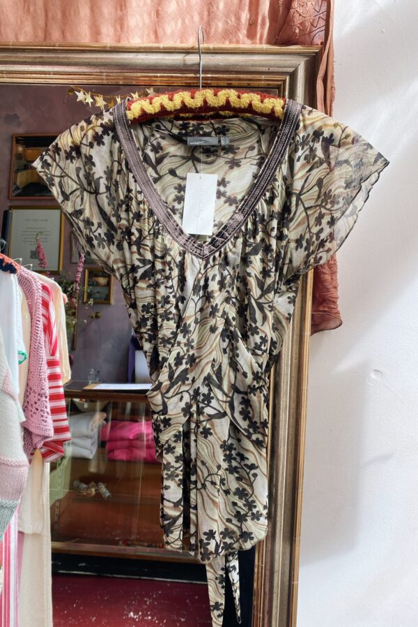 Vintage sheer floral mesh wrap top - Image 5
