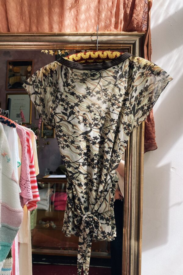 Vintage sheer floral mesh wrap top - Image 6