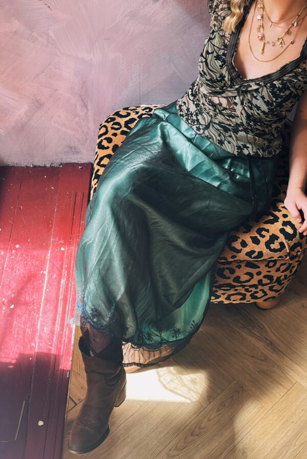 Vintage emerald green wrap skirt - Image 2