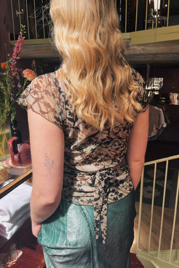 Vintage sheer floral mesh wrap top - Image 2