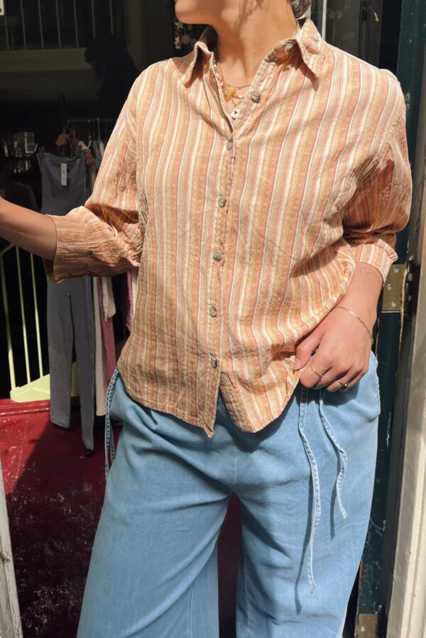 Vintage orange stripped blouse - Image 3