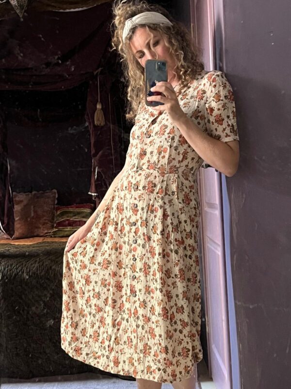 Vintage orange and yellow flower dress