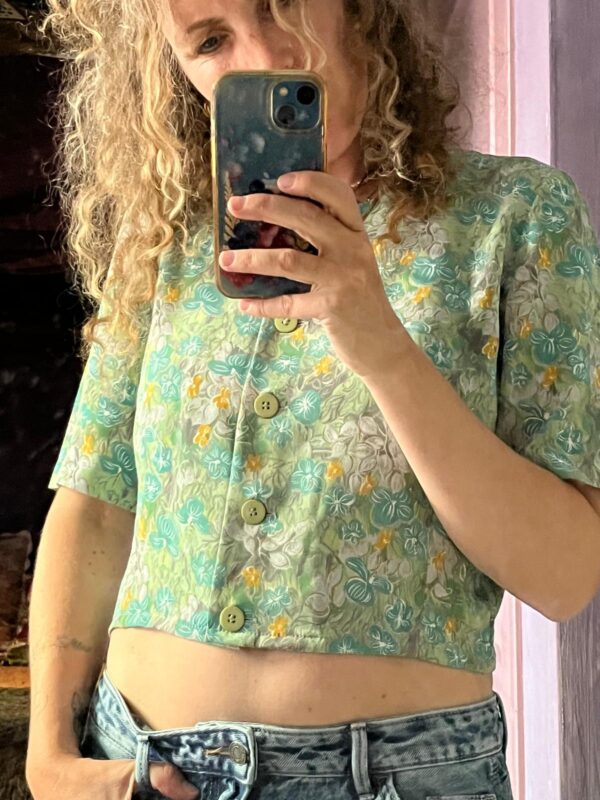 Vintage green flower blouse