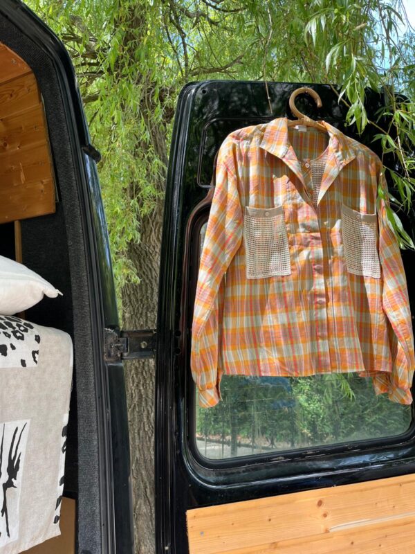 Vintage orange checkered blouse