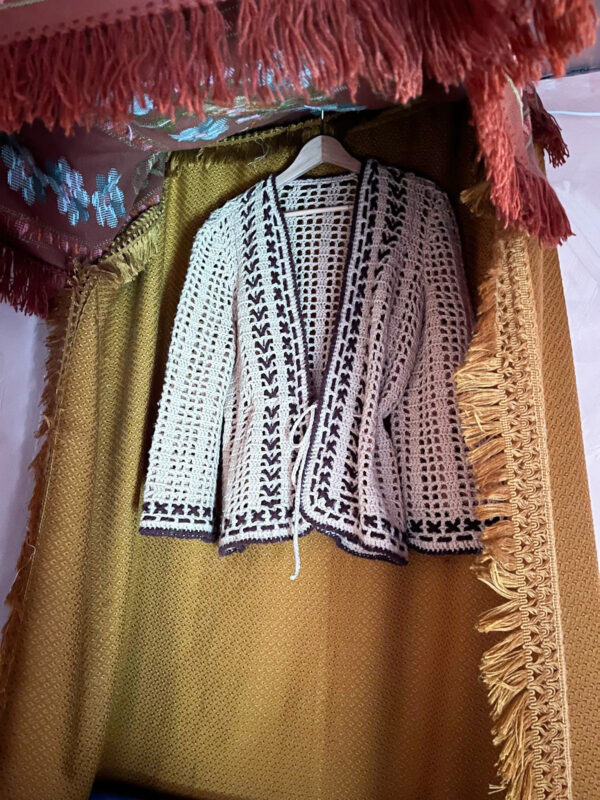 Vintage long sleeved crochet shirt