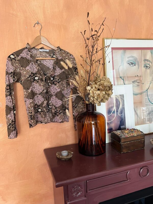 Vintage mesh floral patchwork top