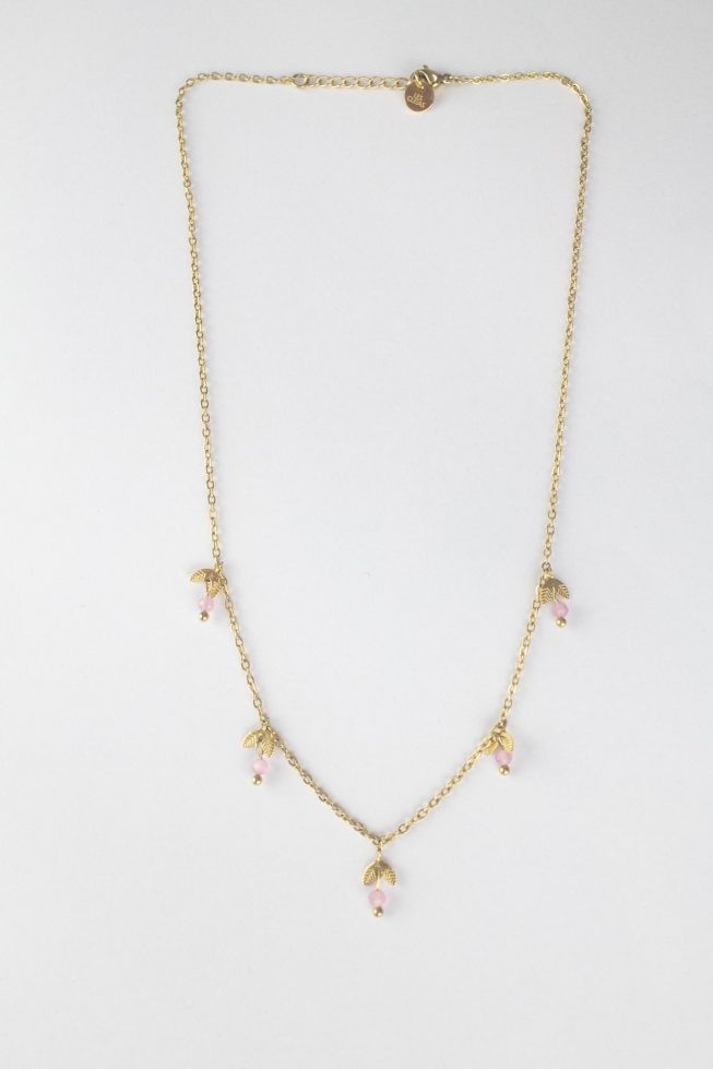 Pink and gold charms necklace | stainless steel