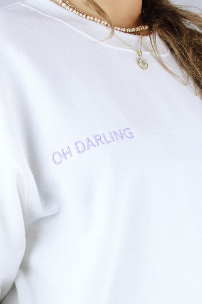 White/ purple Oh Darling sweater