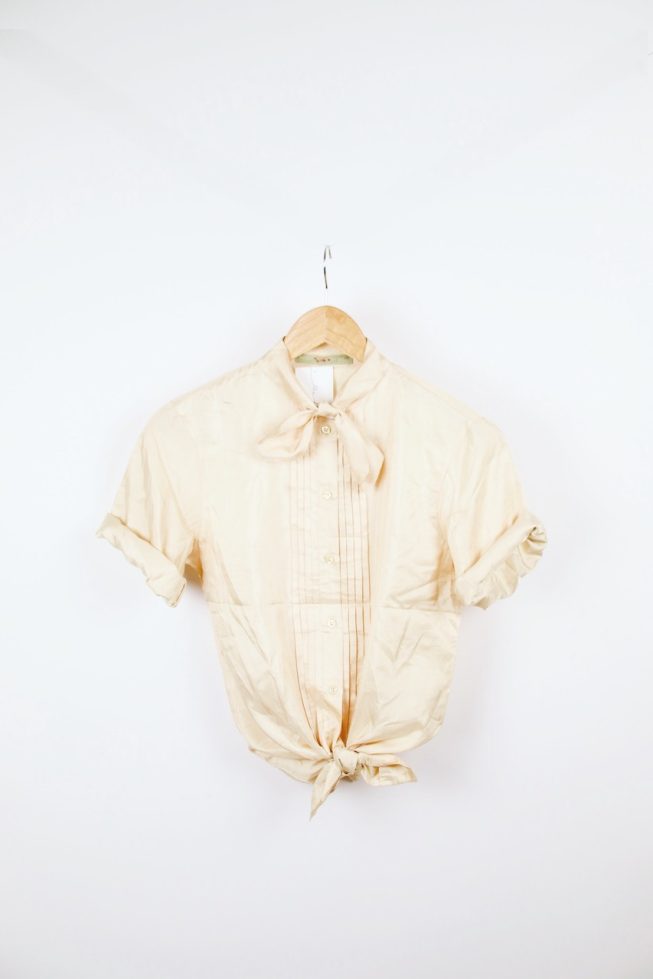 Vintage eggshell tied blouse