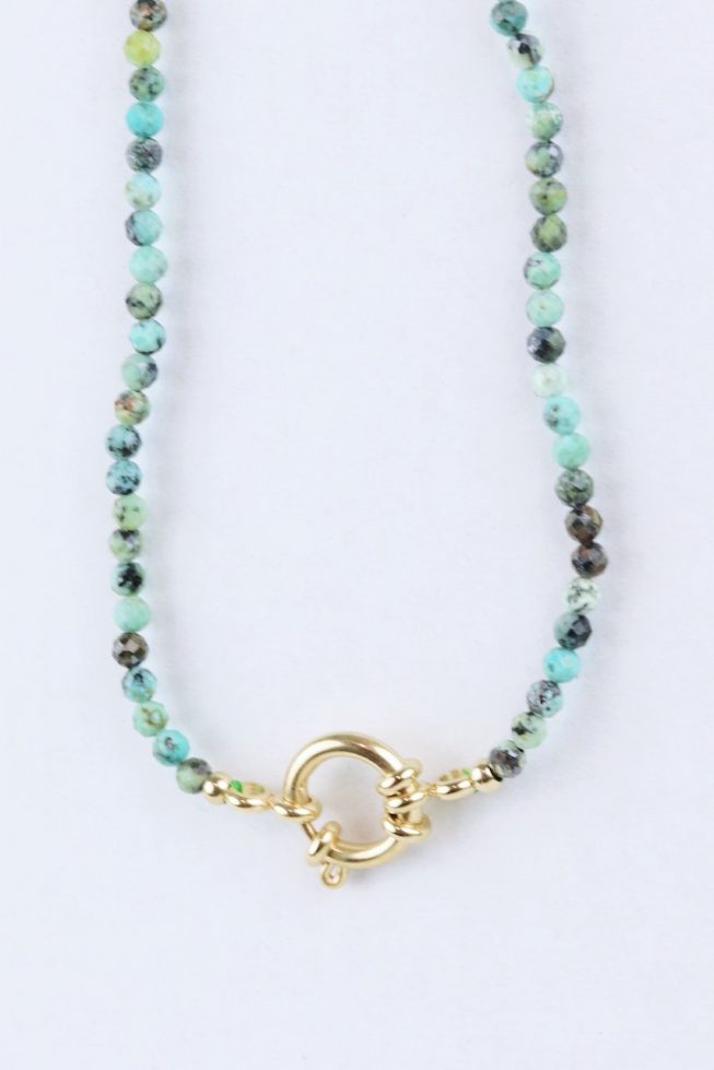 Beads necklace green | stainless steel