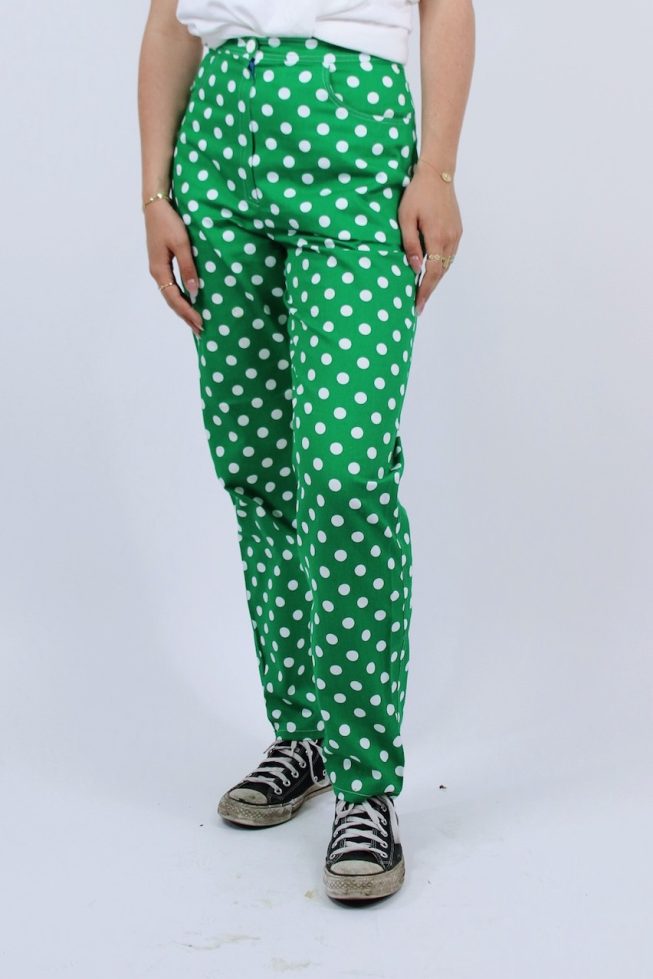 Vintage green polka dot trousers