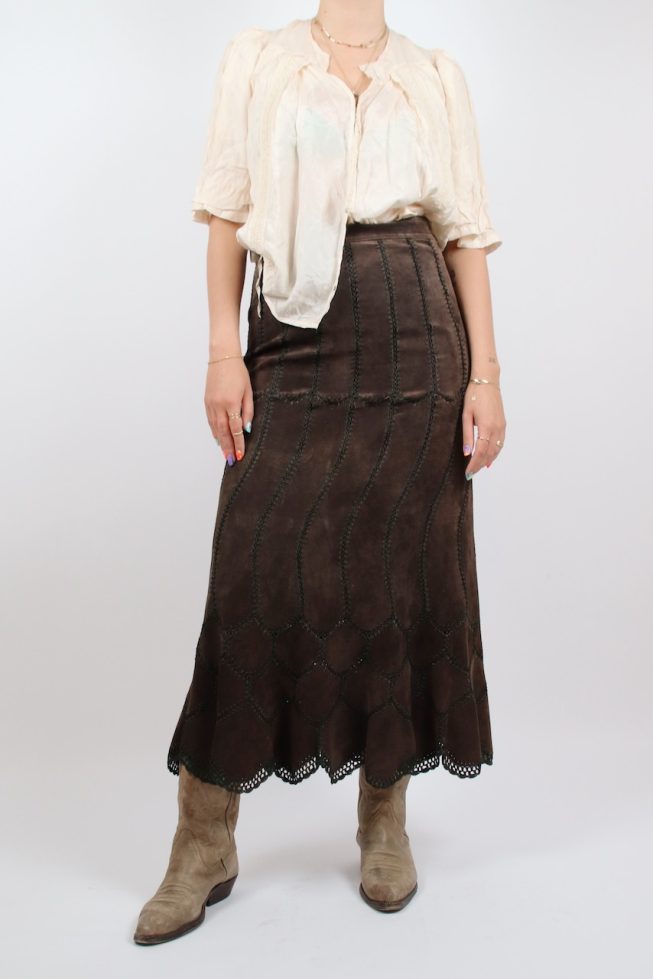 Vintage suede maxi skirt