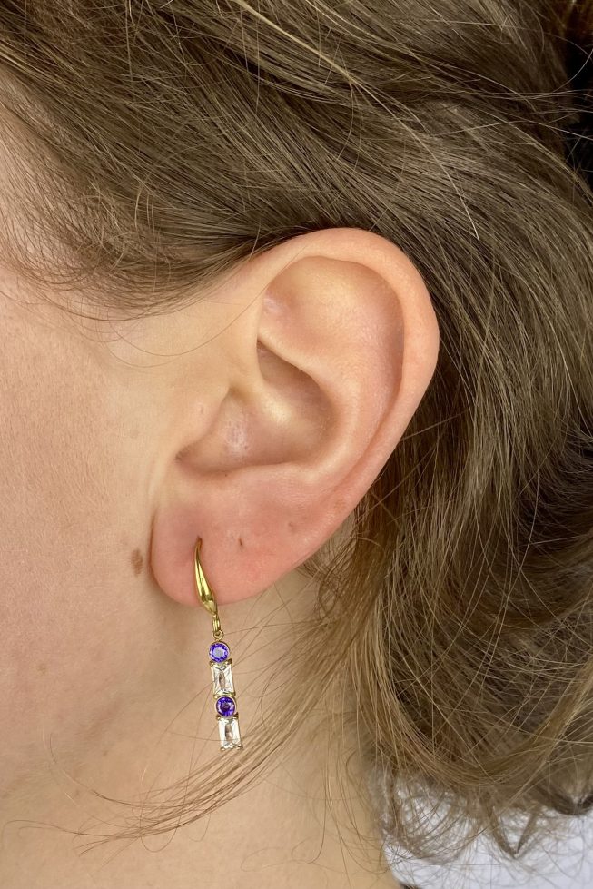 Gem stone facet earring | stainless steel
