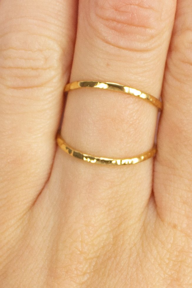 Wide gold double ring | stainless steel