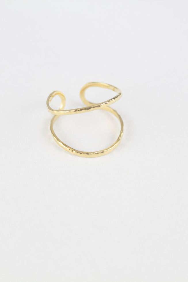 Wide gold double ring | stainless steel