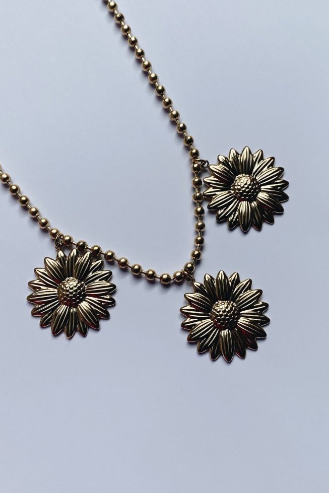 Sunflower necklace | stainless steel