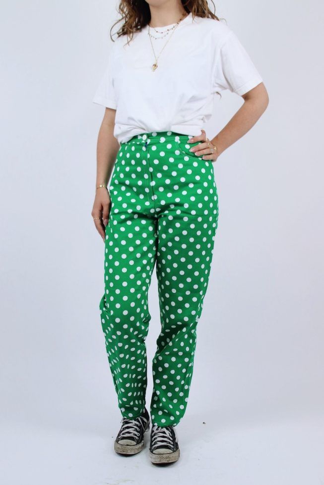 Vintage green polka dot trousers