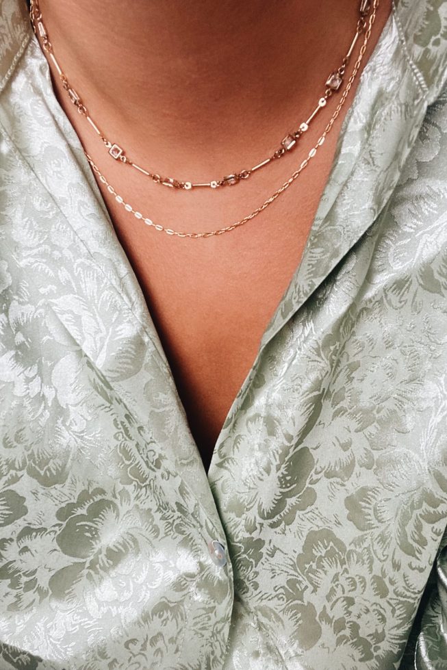 Square stone necklace | stainless steel