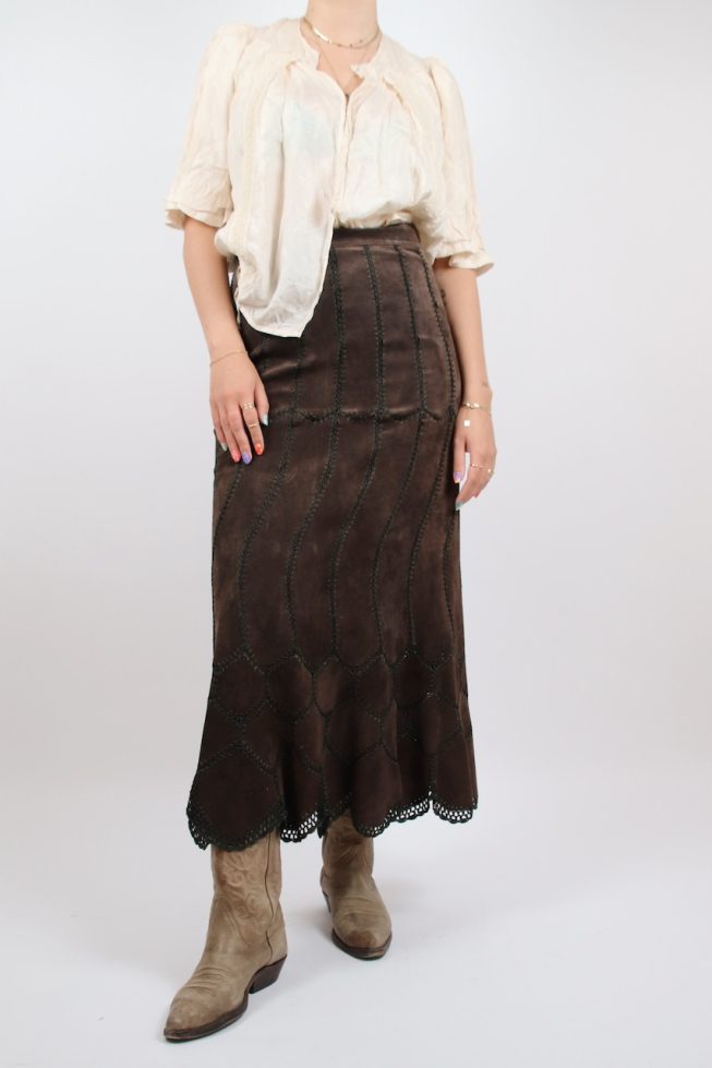 Vintage suede maxi skirt