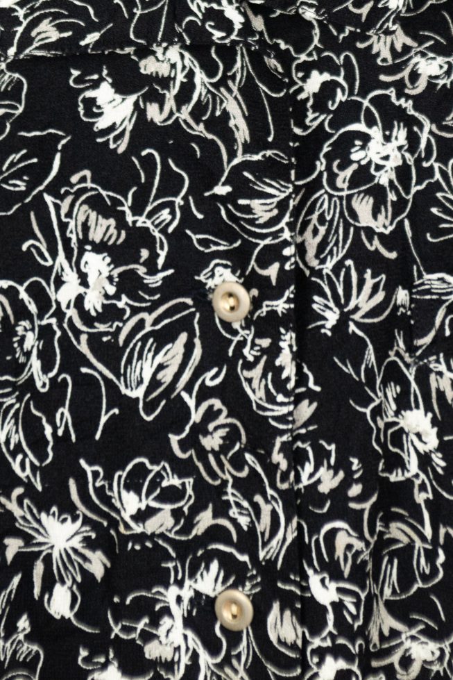 Vintage black and white flower print blouse