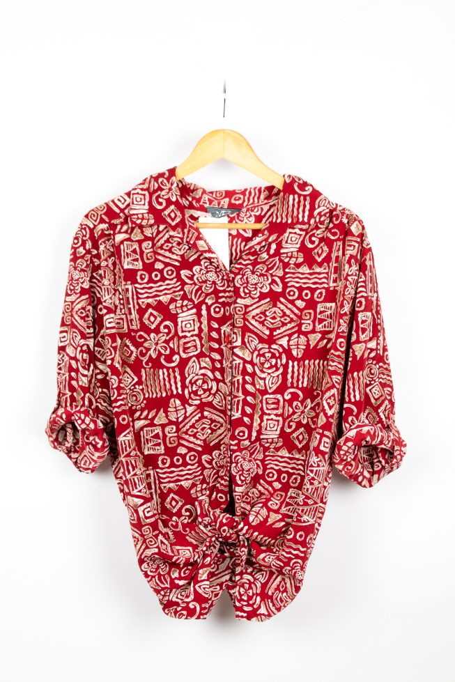 Vintage red aloha blouse