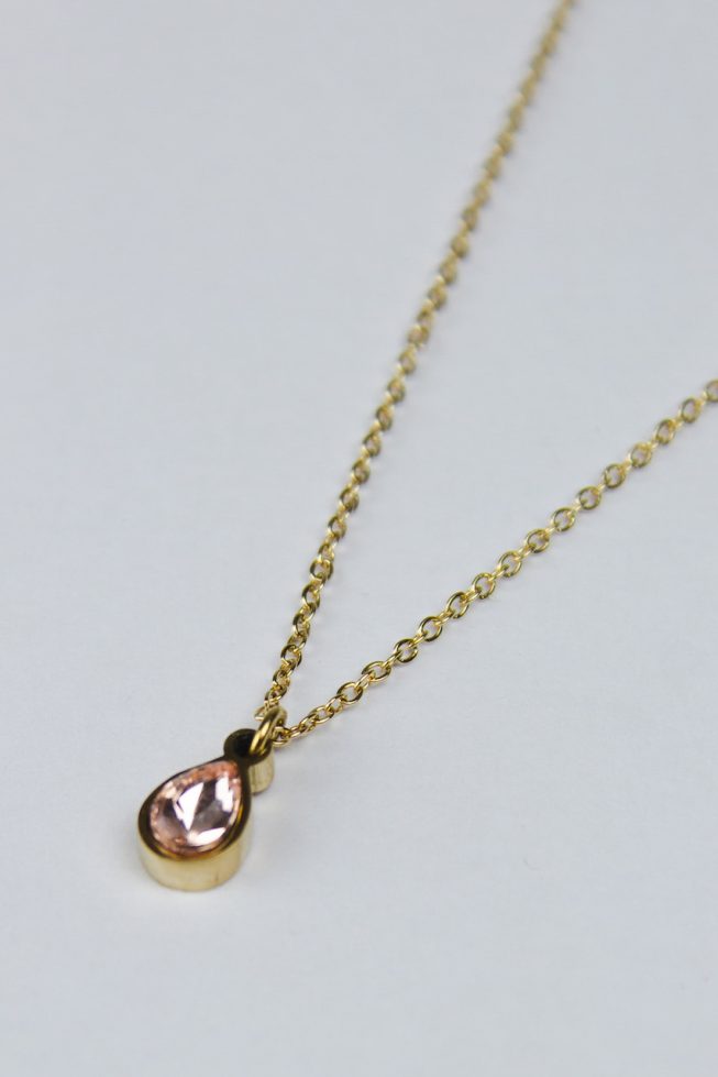 Pink drop necklace | stainless steel