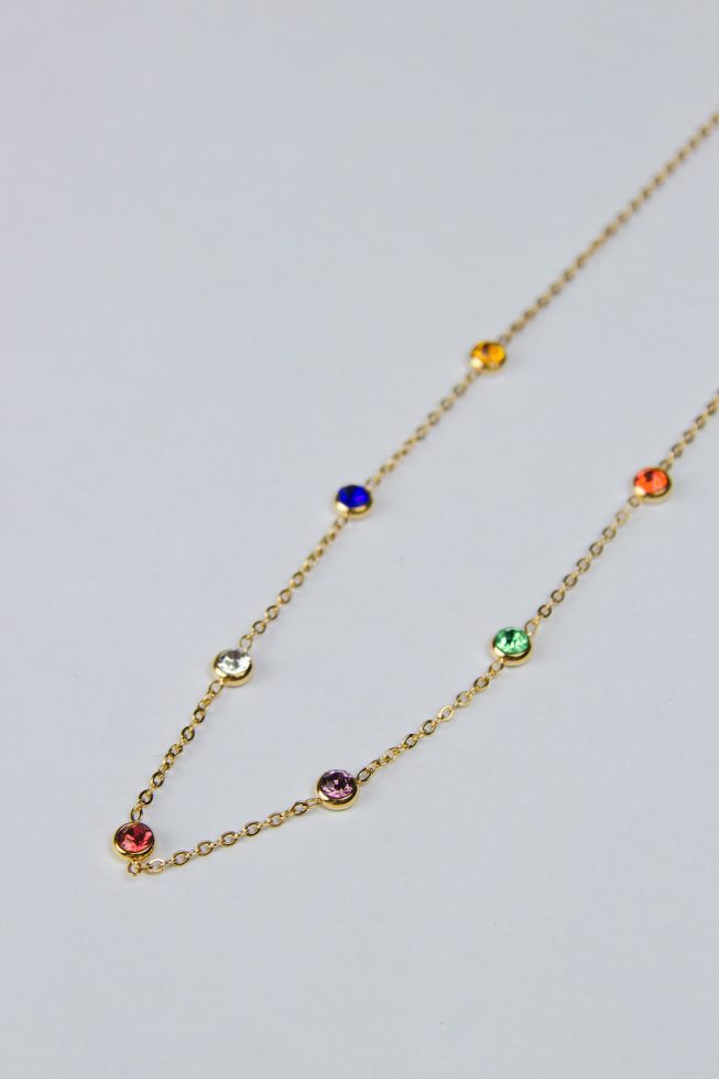 Multi crystal dots necklace | stainless steel