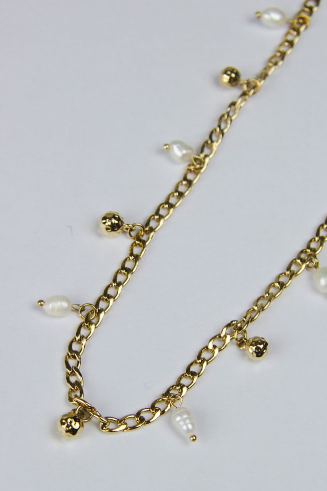 Pearl chain necklace | stainless steel