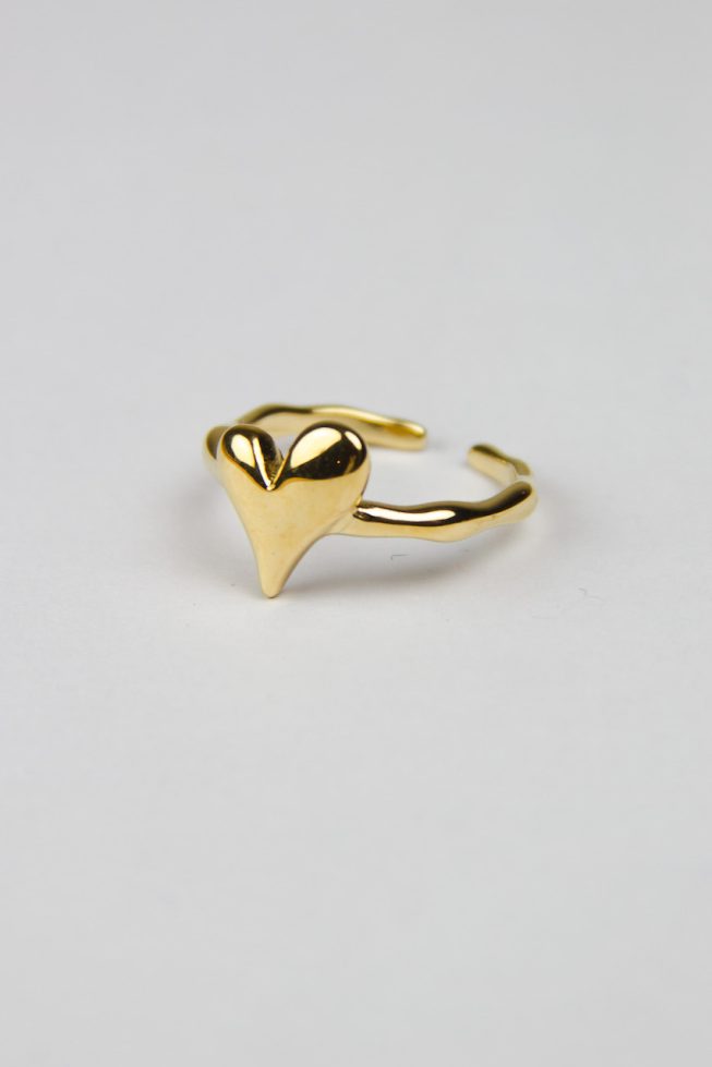 Asymmetrical heart ring | stainless steel