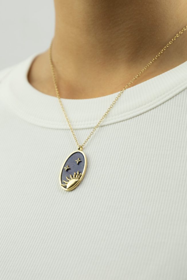 Lapis lazuli stone charm necklace | stainless steel