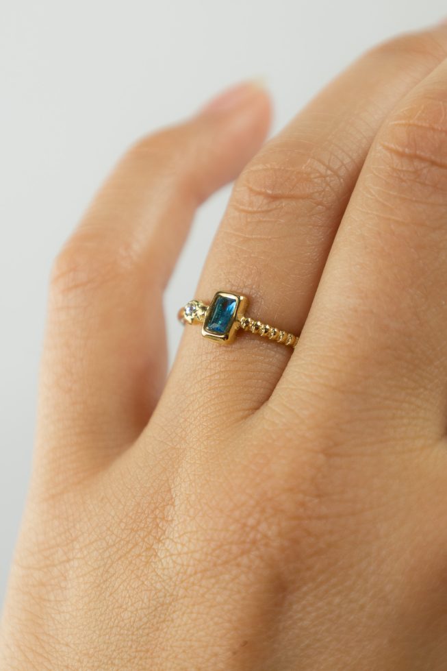 Turquoise double gem ring | stainless steel