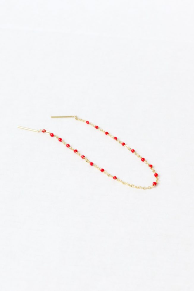Long red drops stud | stainless steel