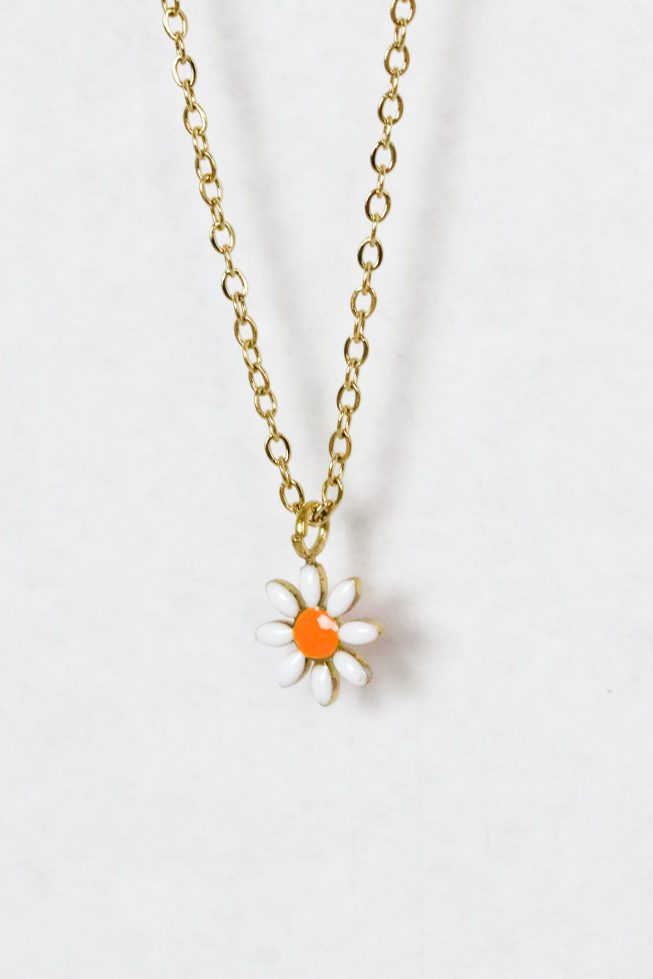 Daisy charm necklace | stainless steel