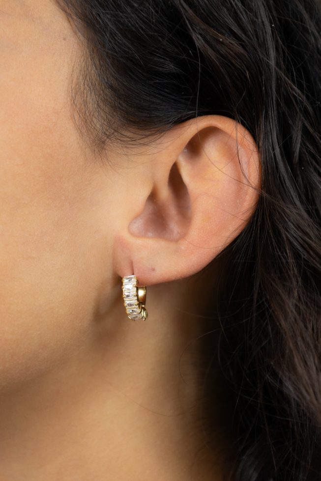 White diamond hoop | stainless steel