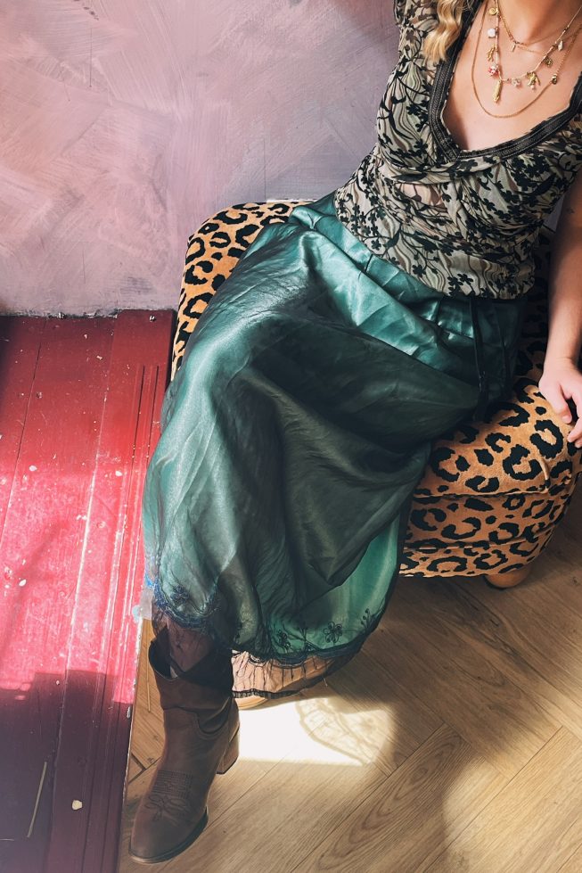 Vintage emerald green wrap skirt