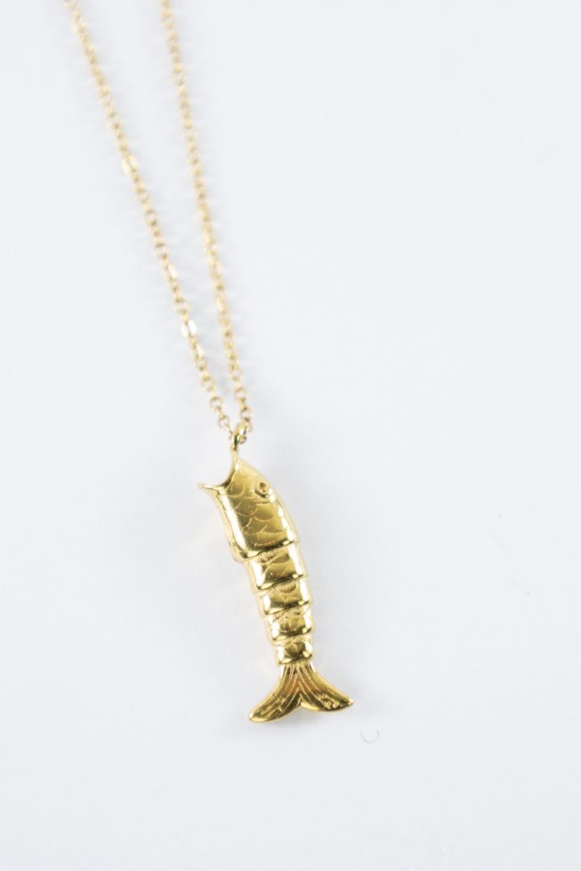 Hooked fish necklace | stainless steel