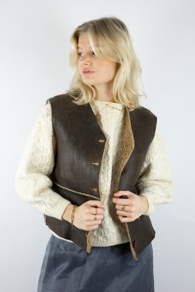 Vintage leather / knitted waistcoat