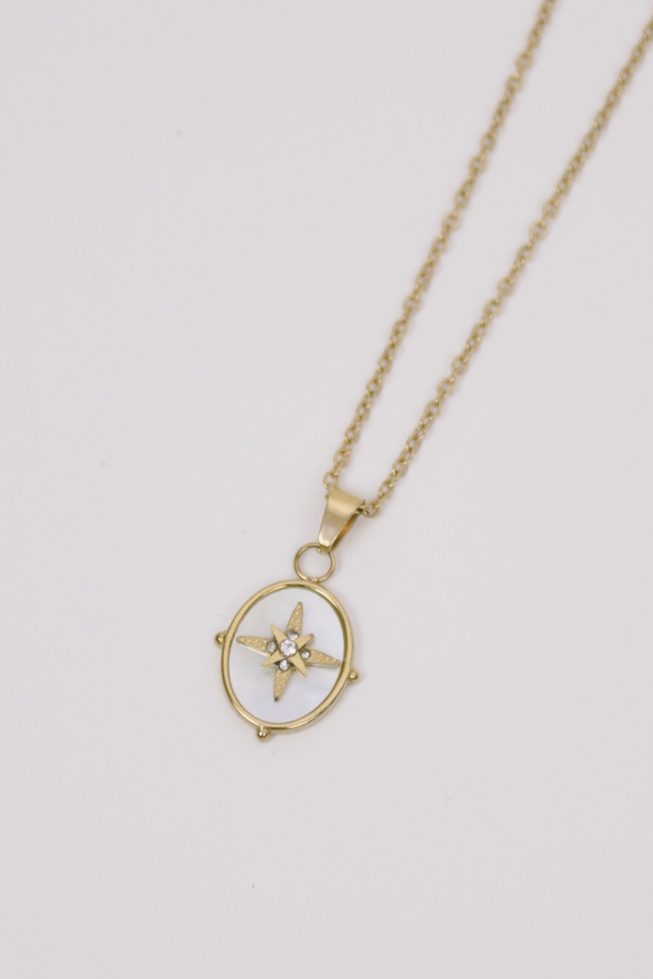 Compass charm necklace | stainless steel