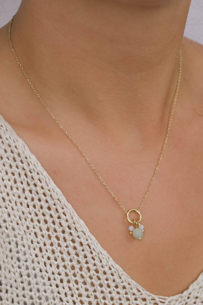 Soft blue charms necklace | stainless steel
