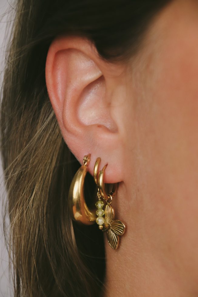 Green stones hoop | stainless steel